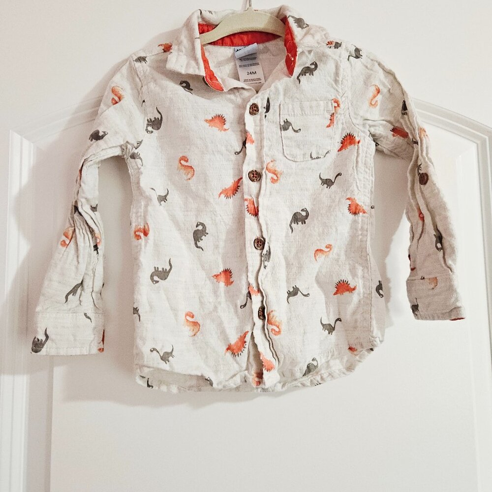 Little Lad Dinosaur Button Up Shirt
